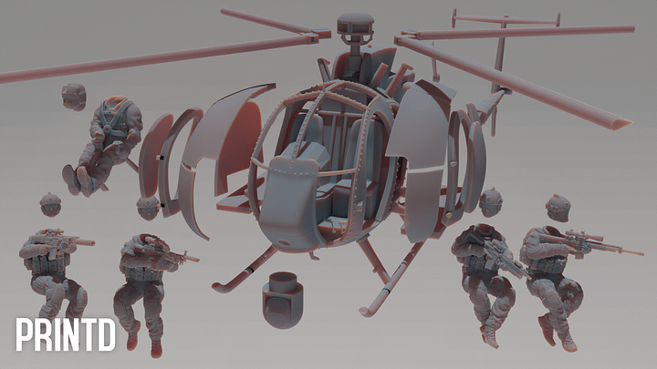 MH-6I Light Helicopter - Modern Warfare Wargame Resin Models Zona Alpha product image (2)