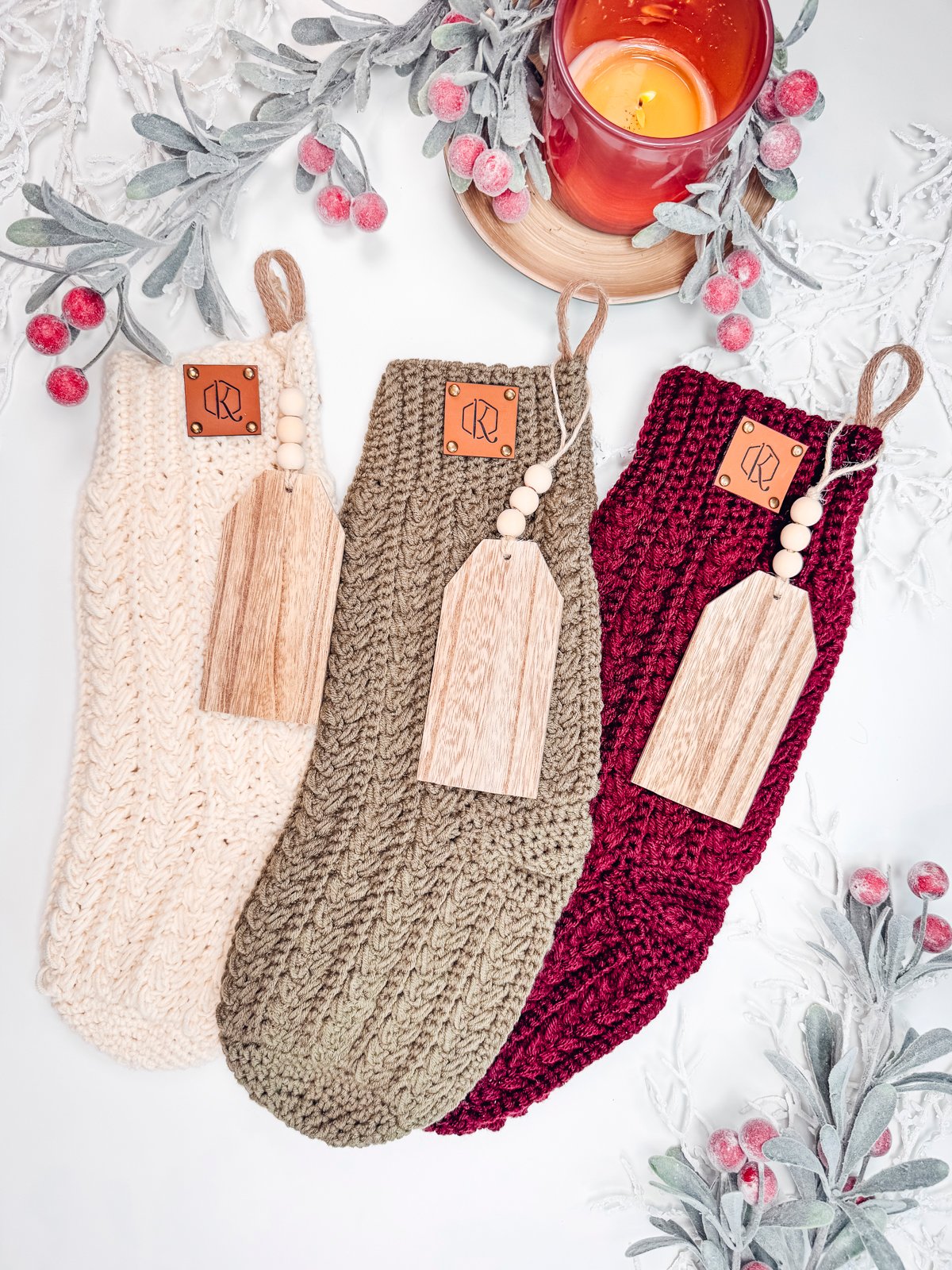 Festive Snowy Wheat Crochet Stocking Pattern product image (4)
