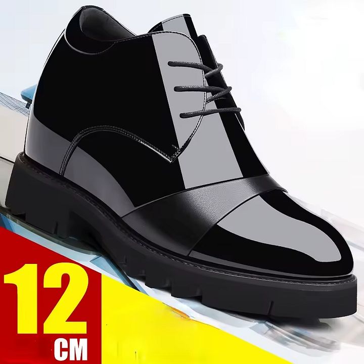 Men's Patent Leather Elevator Dress Shoes – 12cm Height Increase | Formal Business & Daily Wear product image (1)