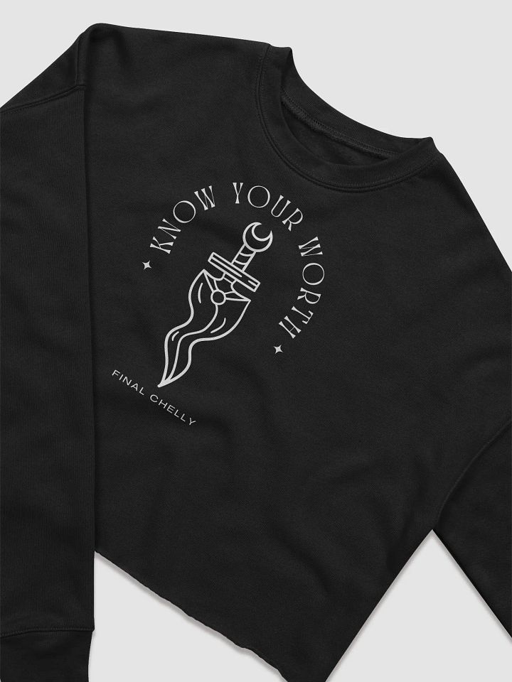 Know Your Worth Womens Fleece Crop Top Printed Sweatshirt product image (2)