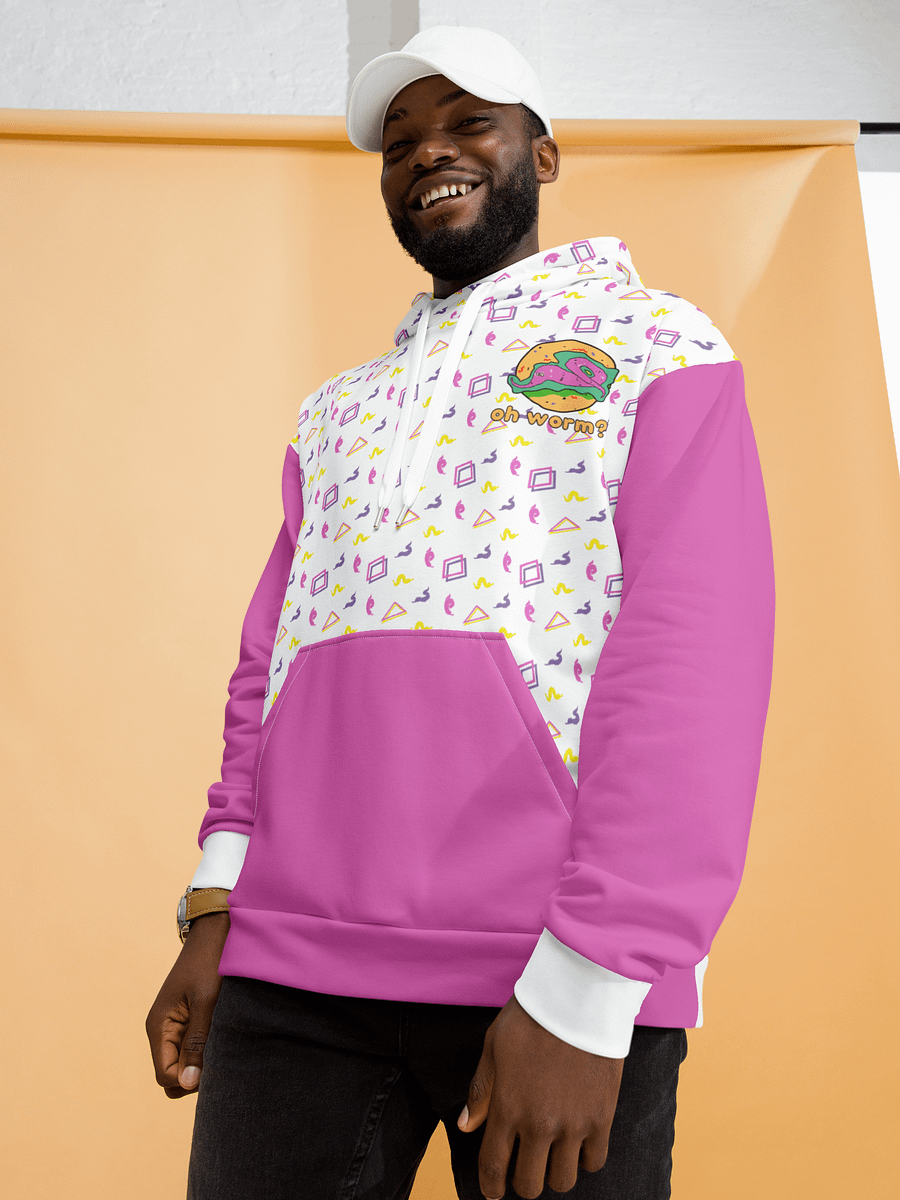 Oh Worm pink & white eco hoodie product image (2)