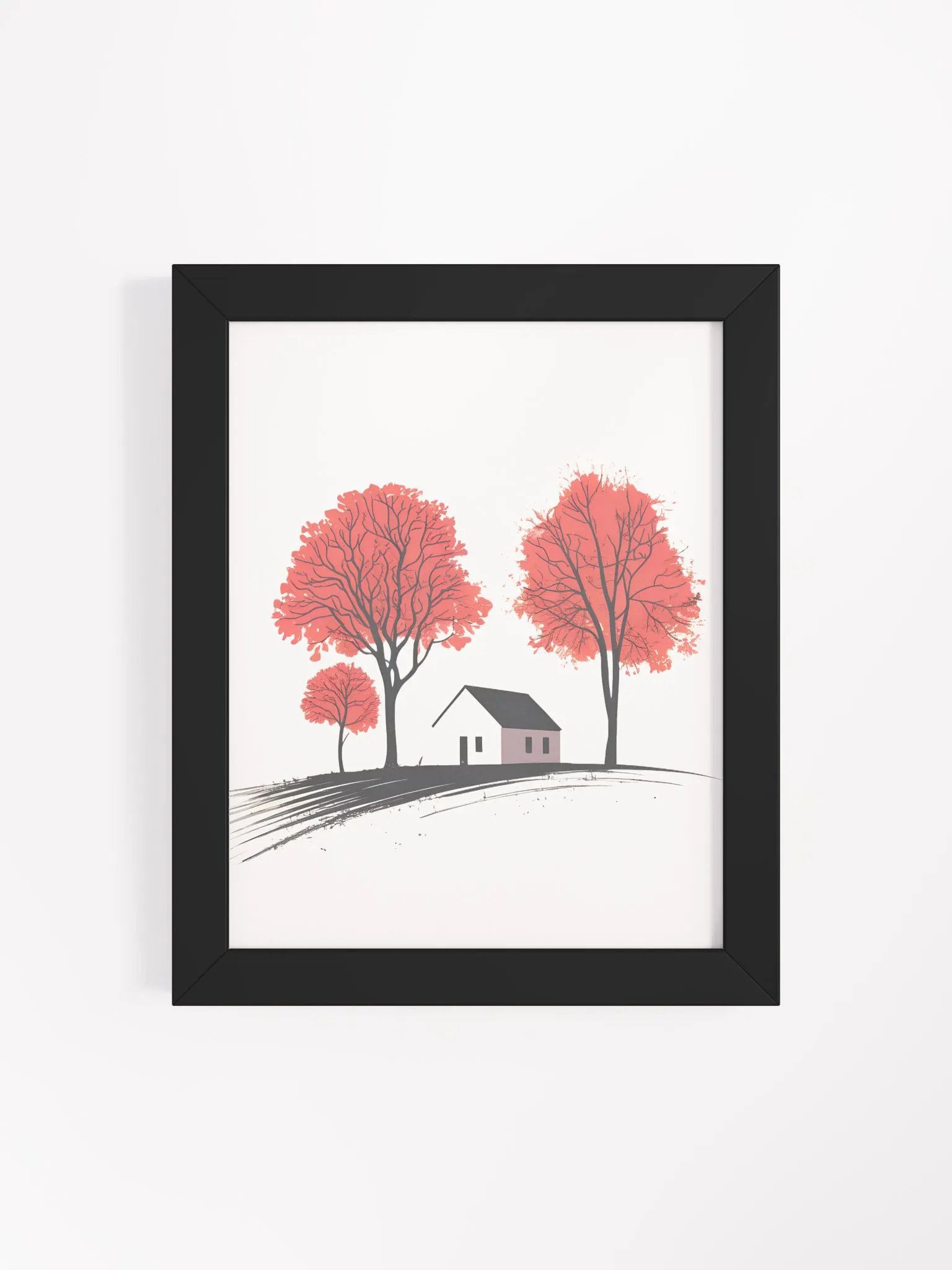 Minimalist Autumn Home Decor: Vibrant Red Trees Framed Poster product image (96)