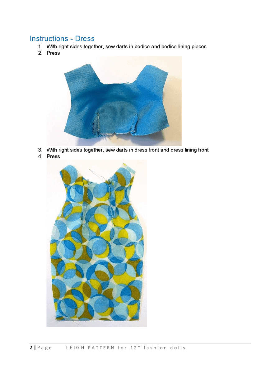 Leigh sewing pattern for 12" fashion dolls product image (3)
