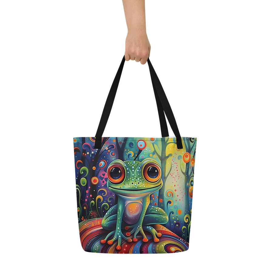 Tote Bag: Adorable Frog in Enchanted Magic Forest Psychedelic Design product image (6)