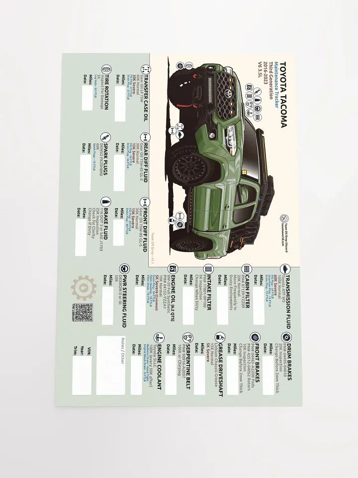 3rd Gen Maintenance Tracker v1.1 - Army Green product image (2)