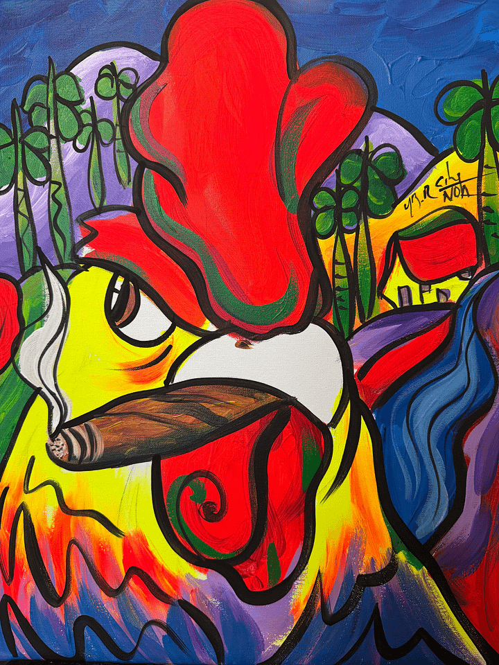 Rooster acrylic painting 16x20in product image (1)