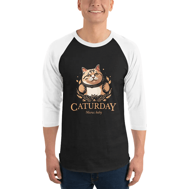 Caturday Baseball Tee - Big Orange Kitty - Stable Diffusion product image (1)