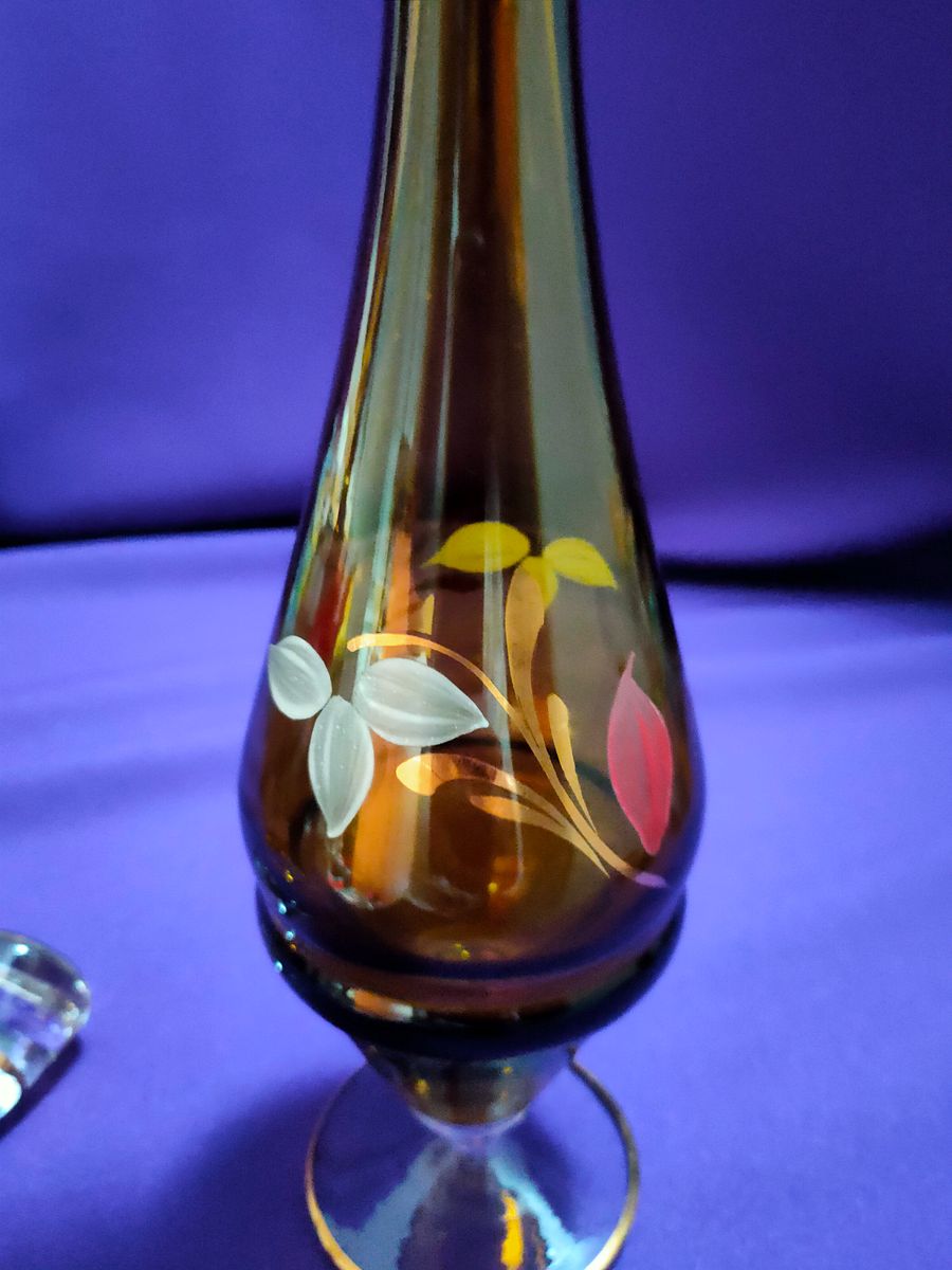 Garrafa Pintada à Mão – Arte Floral Portuguesa dos Anos 80 | Peça Única de Decoração product image (9)