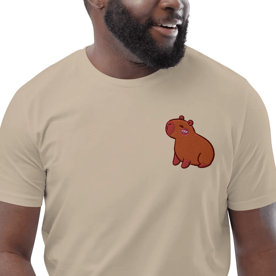 Cute Embroidered Capybara Organic Cotton T-Shirt product image (4)