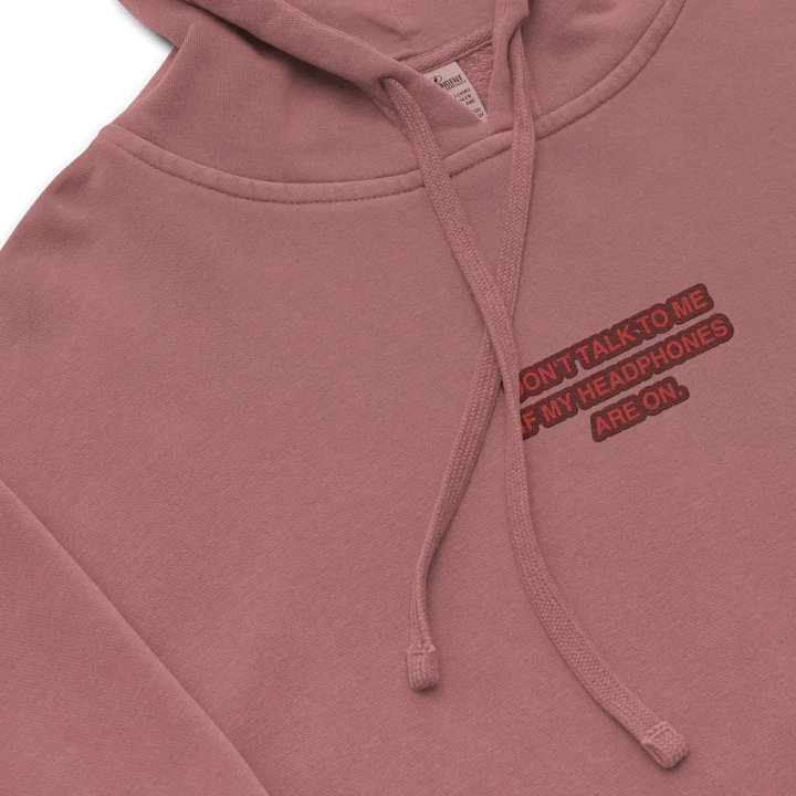 HEADPHONES ON (cherry design) embroidered pigment hoodie product image (1)