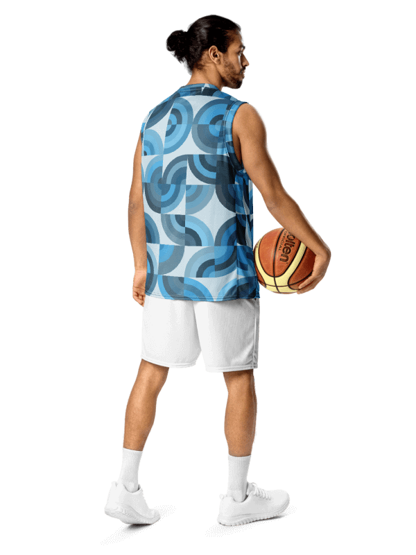 Symmetric Blue Geometry Basketball Jersey product image (3)