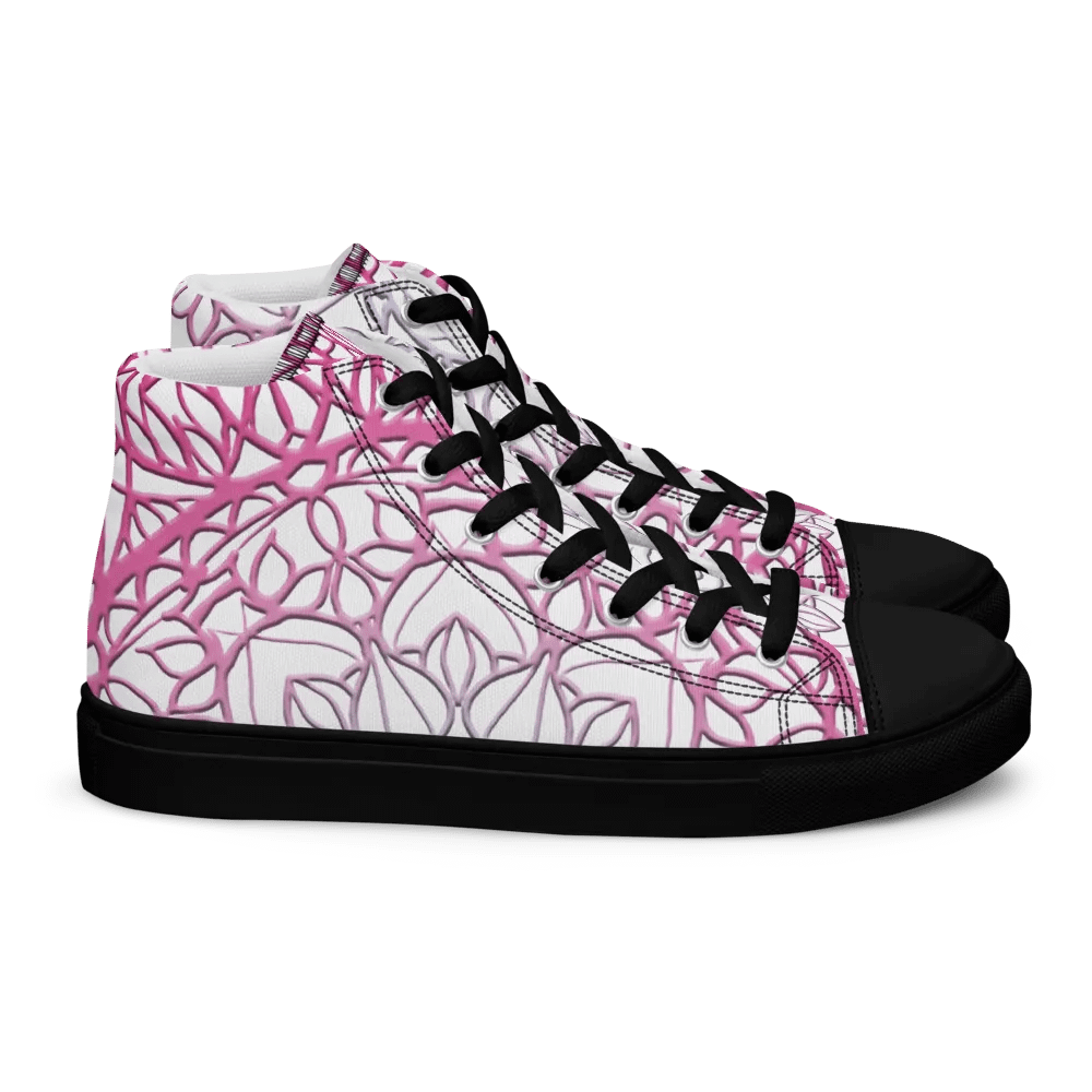 Ornate Pink Mandala Women's High Top Canvas Shoes product image (5)