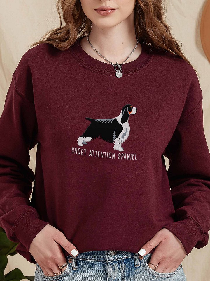 Short Attention Spaniel Sweatshirt (Embroidered) of an English Springer Spaniel(Tricolor, Show Type) product image (2)