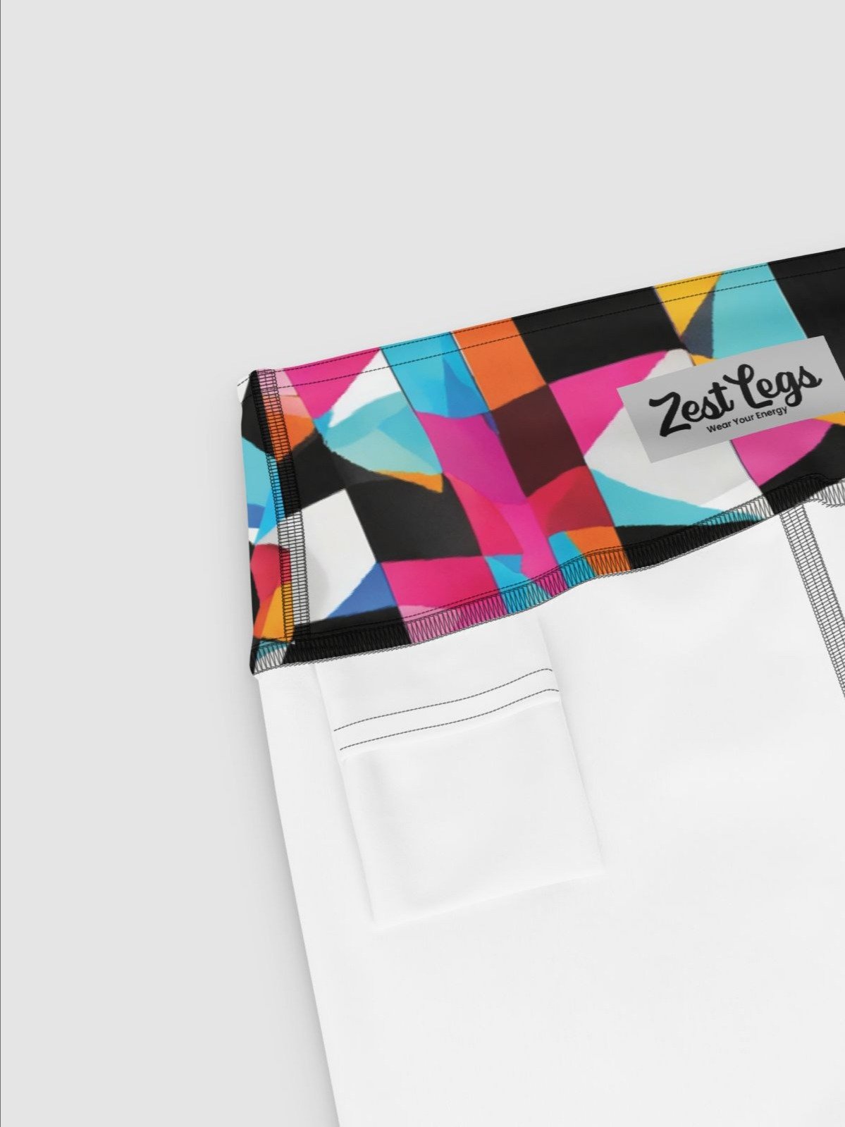 Printed High-waisted Leggings "Colorful Modern Abstract Checkered Art" product image (7)