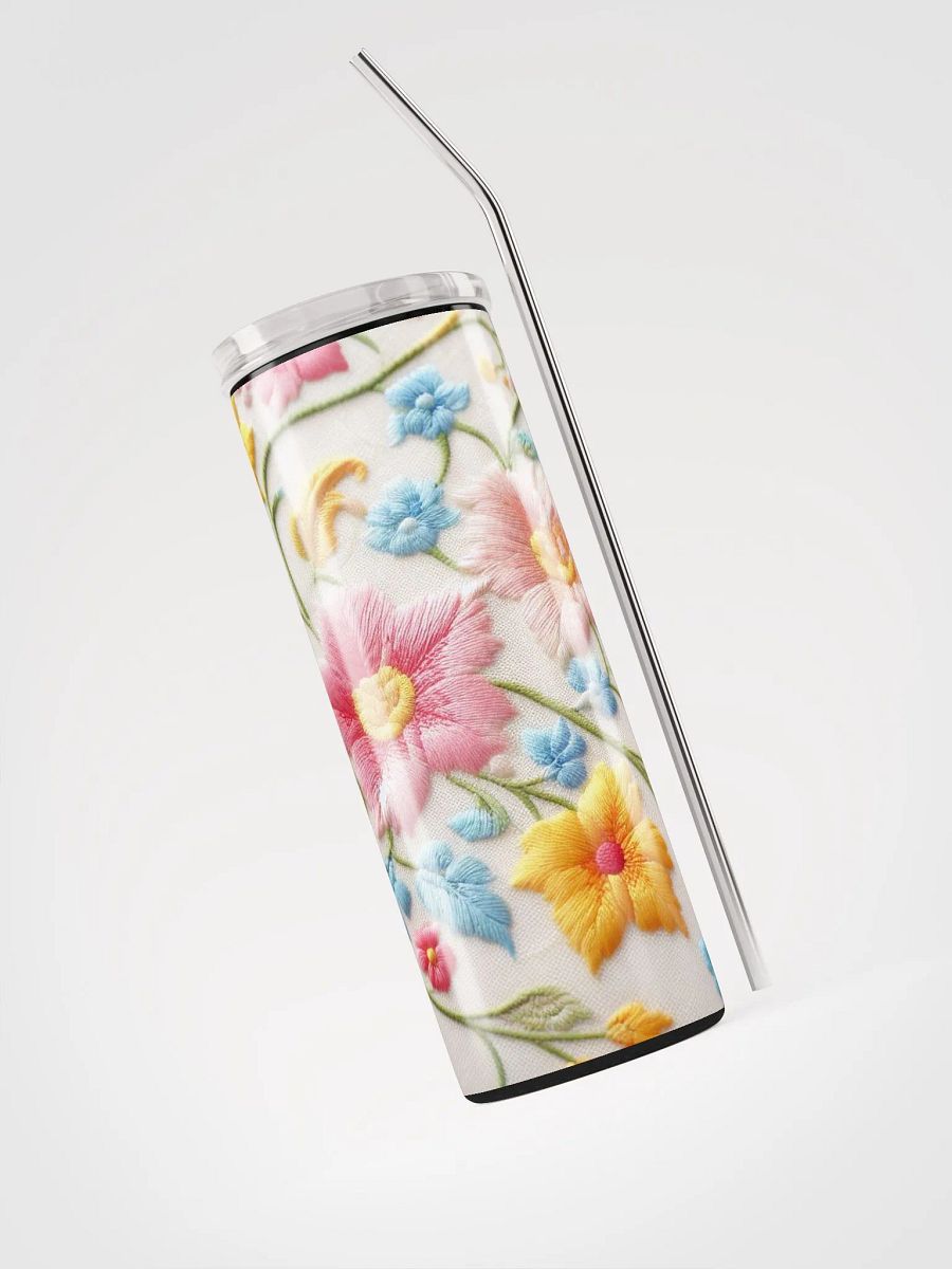 Radiant Floral Embroidered Stainless Steel Tumbler - Sustainable Chic for Your Daily Sips product image (3)