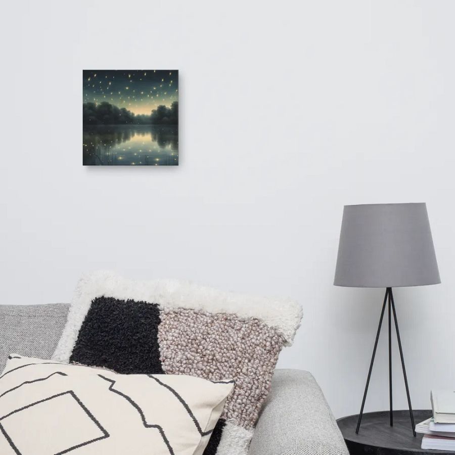 Evening Lake Scene With Fireflies Wall Art product image (10)