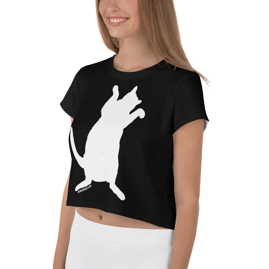 Dancing for Demeowcracy White Cat Silhouette Crop Tee product image (4)