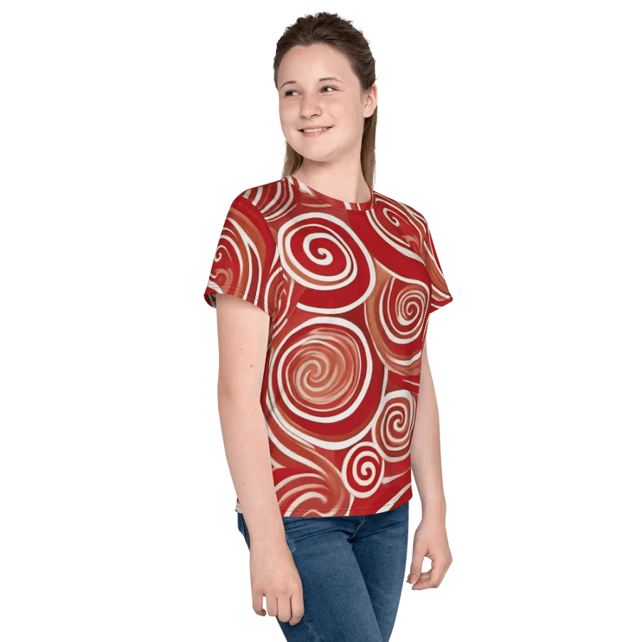 Funky Cherry Swirls Liquid Tie-Dye Youth Crew Neck Tee product image (3)