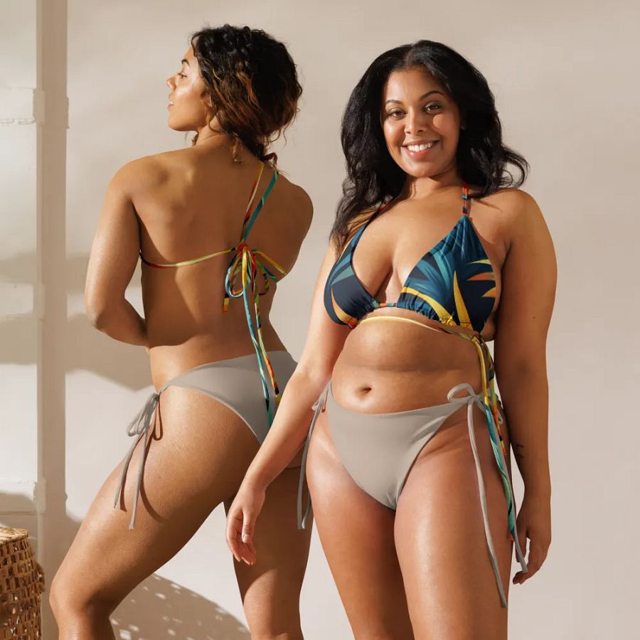 Tropical Flow Swim All-Over Print Recycled Padded String Bikini Top. product image (7)