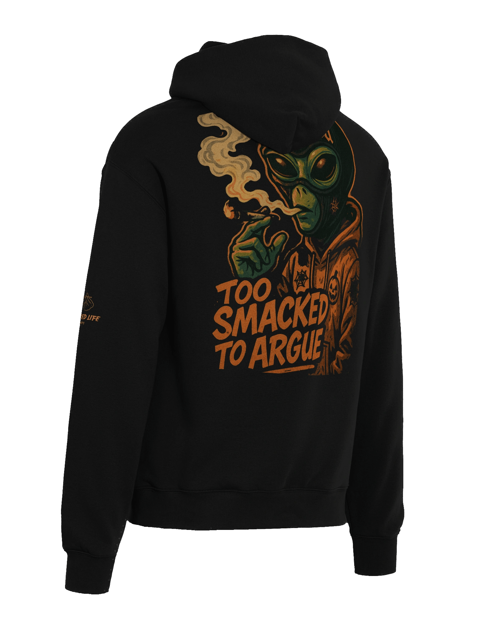 Too Smacked to Argue – Orange Alien in Ski Mask Oversized Unisex Hoodie product image (21)
