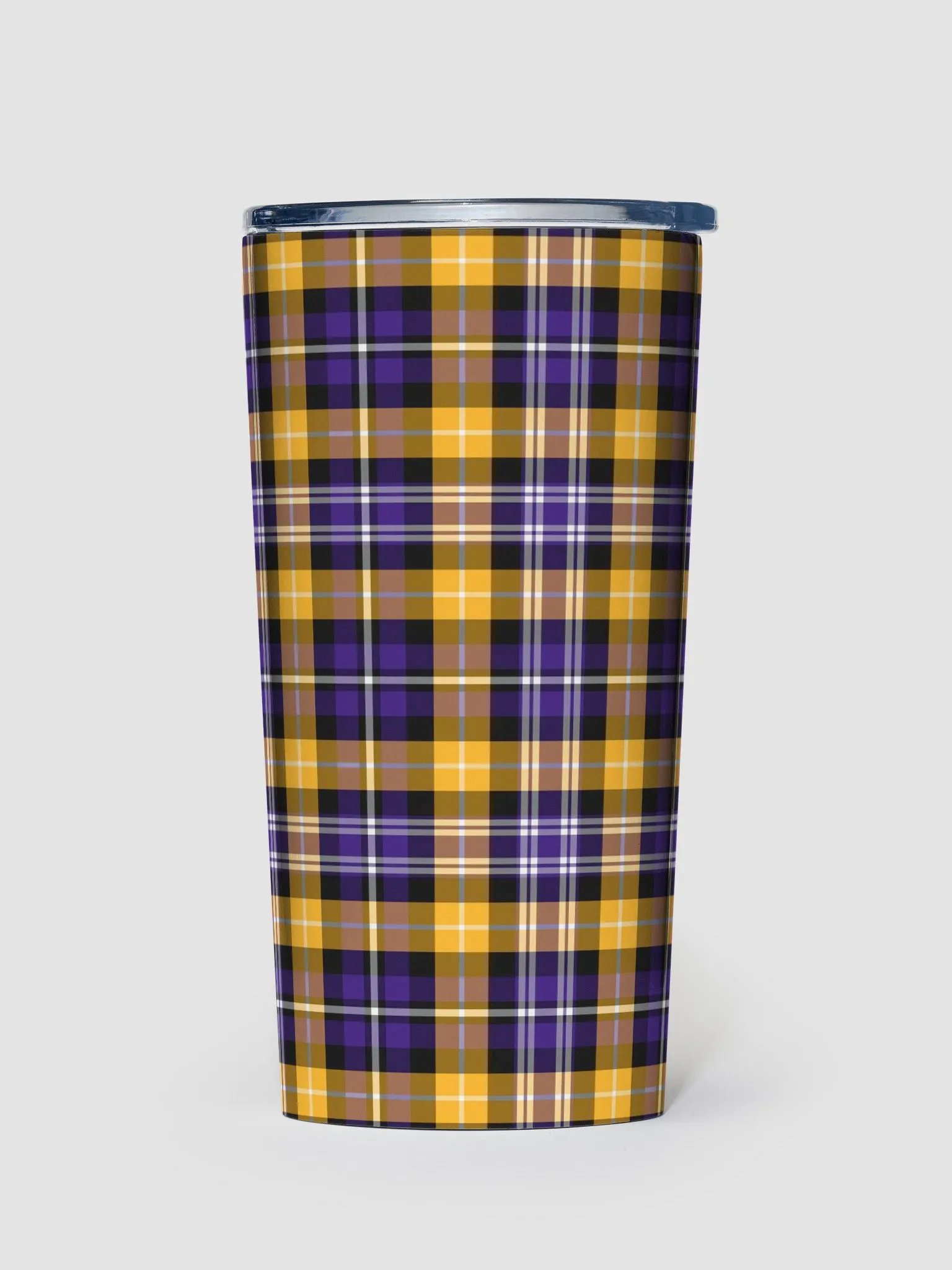 Purple and Yellow Gold Sporty Plaid Travel Tumbler product image (2)