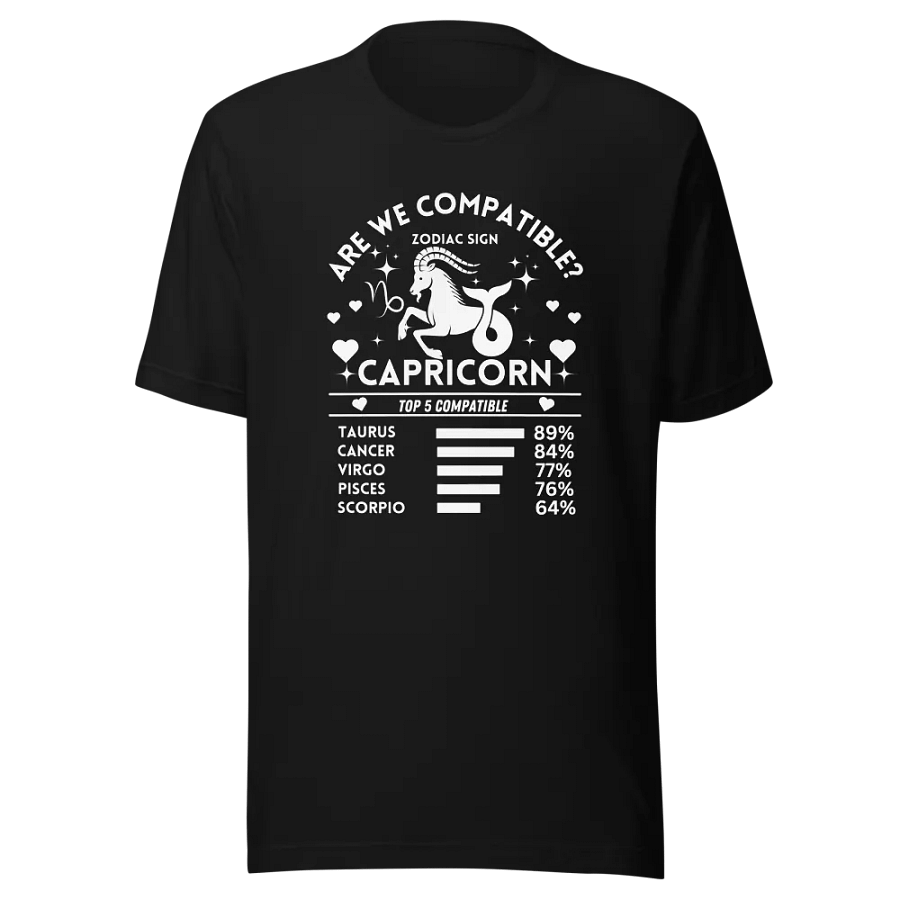Capricorn Zodiac Sign Romantic Compatibility T-Shirt - Bella Canvas 3001 Unisex Staple T-Shirt - Dark Colors product image (3)