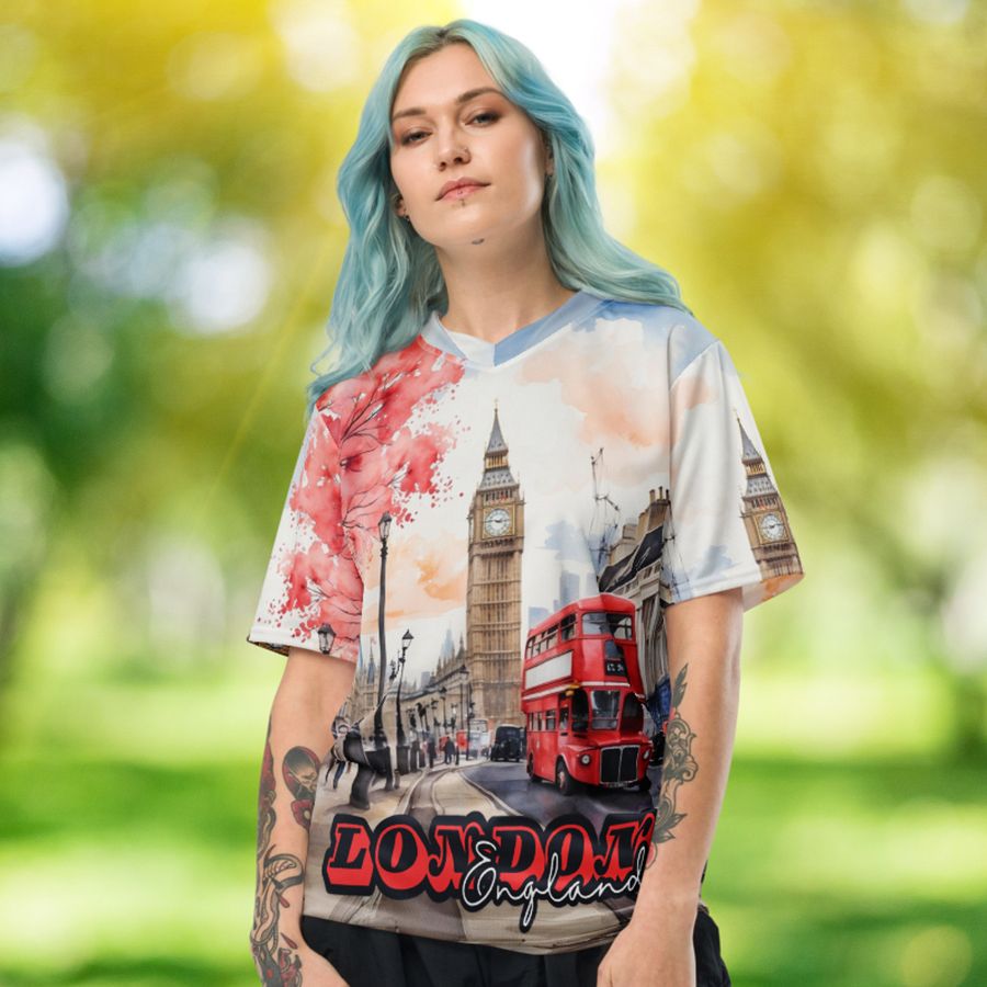 London England Watercolor All Over Print Jersey Shirt product image (8)