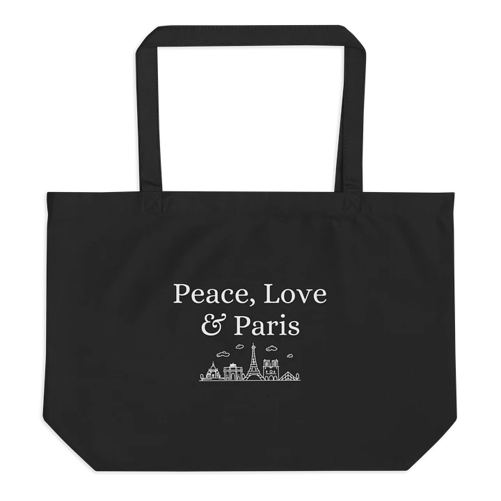 Peace, Love and Paris with Monuments Organic Tote Bag Black product image (2)