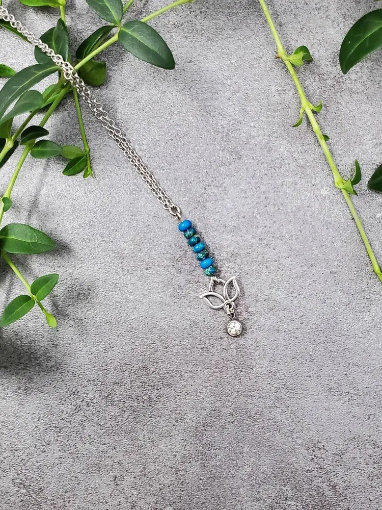 Caribbean Jasper & Lotus Flower Necklace – Clarity • Renewal • Inner Peace product image (2)