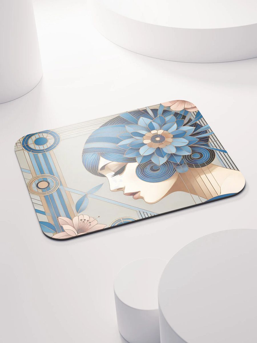 Art Deco Blue Floral Mouse Pad product image (4)