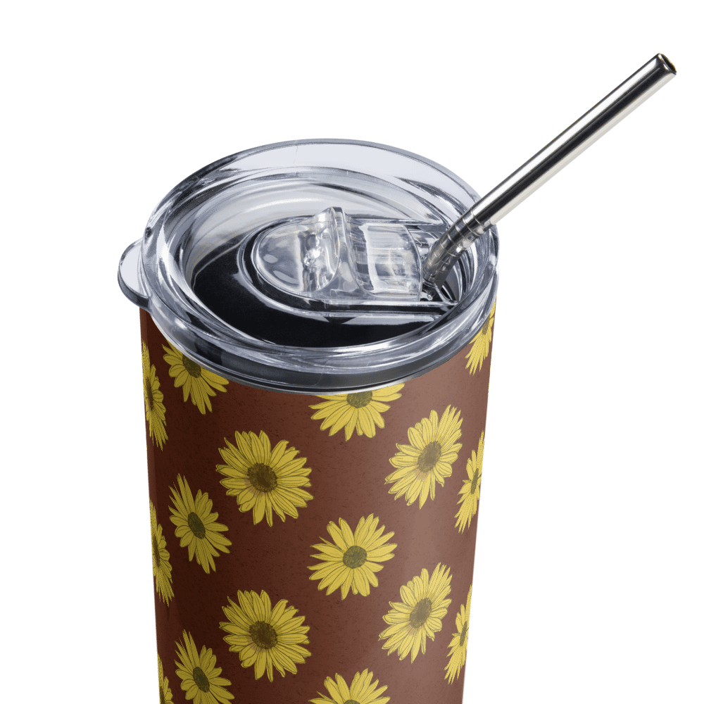 “Helianthus Sunflower Polka Dot” 20-ounce Stainless Steel Tumbler with Straw product image (4)