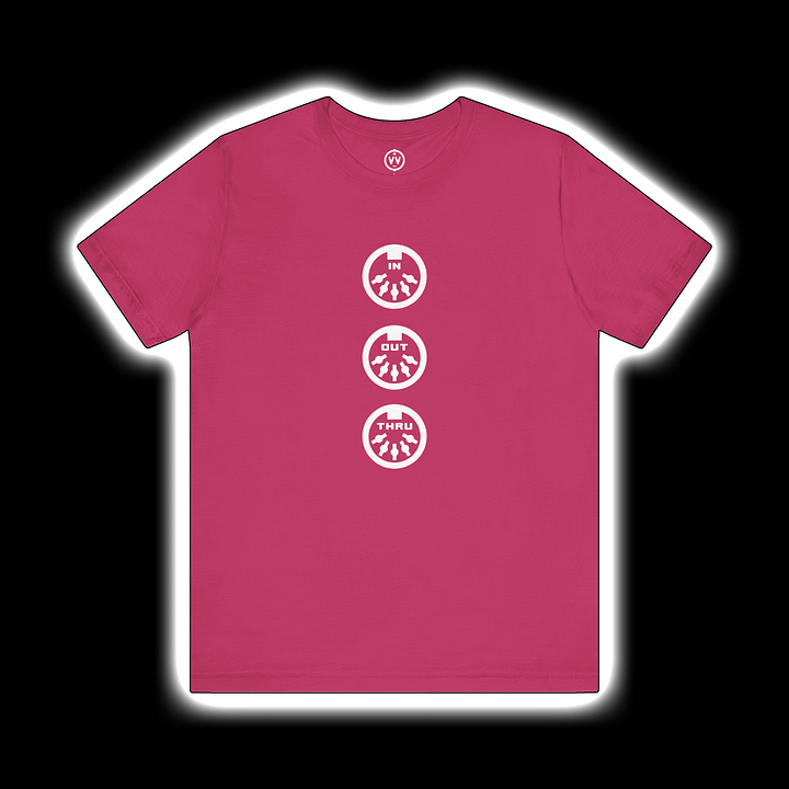 MIDI T-Shirt - In Out Thru (Musical Instrument Digital Interface Synthesizer) WHITE PRINT product image (1)