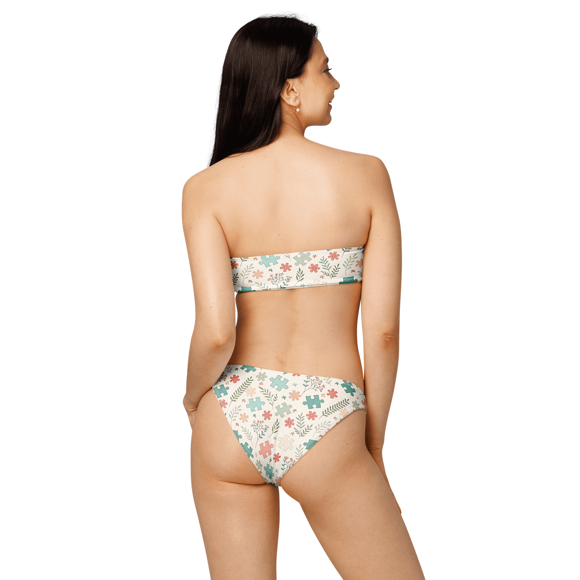 Pastel Floral Puzzle Eco Friendly Bandeau Bikini Set product image (2)