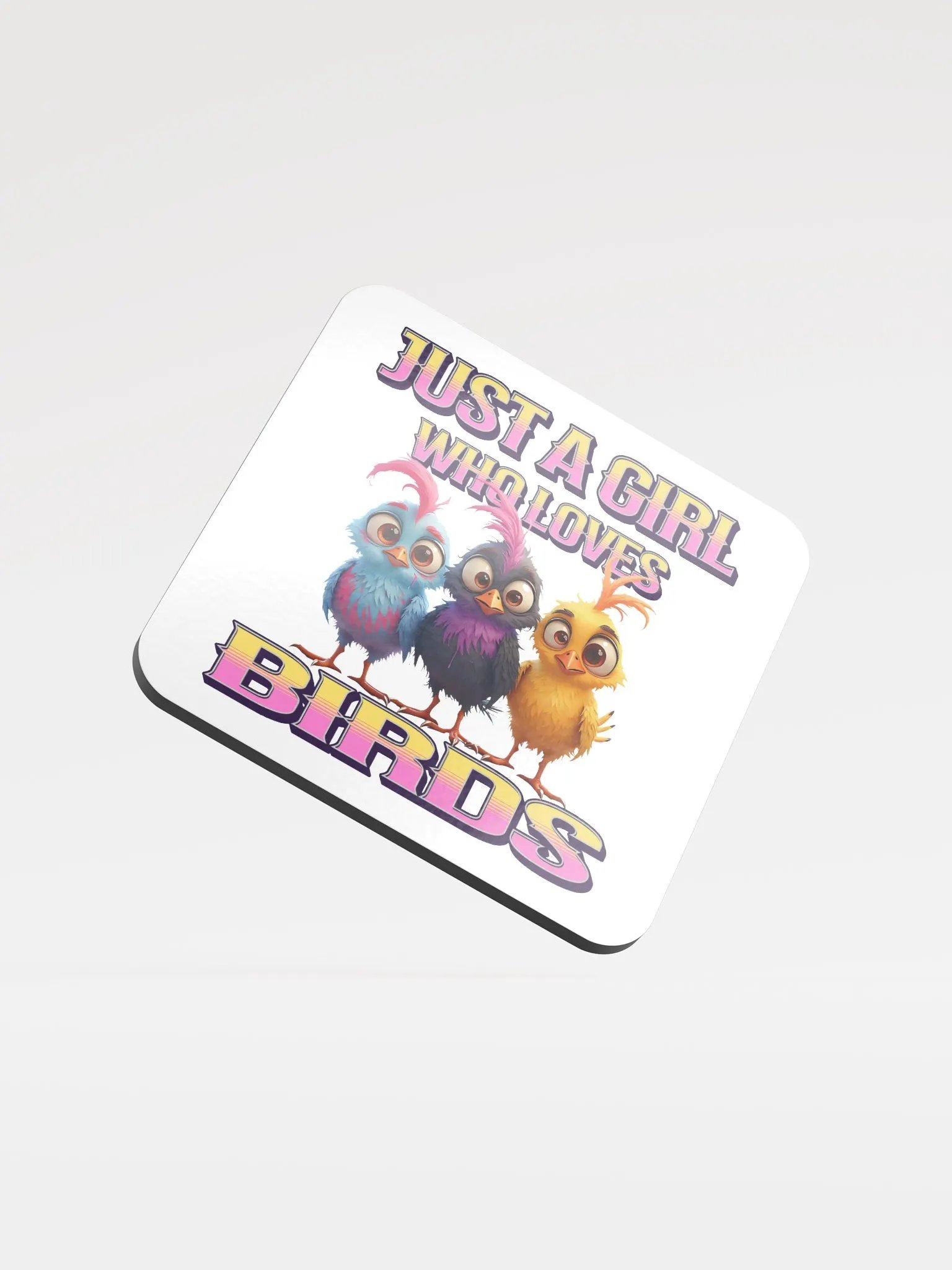 Just A Girl Who Loves Birds Whimsical Cork Coaster product image (3)