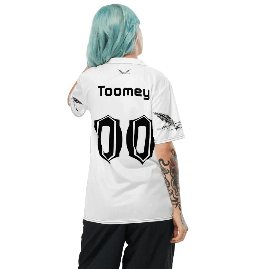 Toomey - White - Recycled Unisex Sports Jersey - Black HApex Gear Black Logo product image (2)