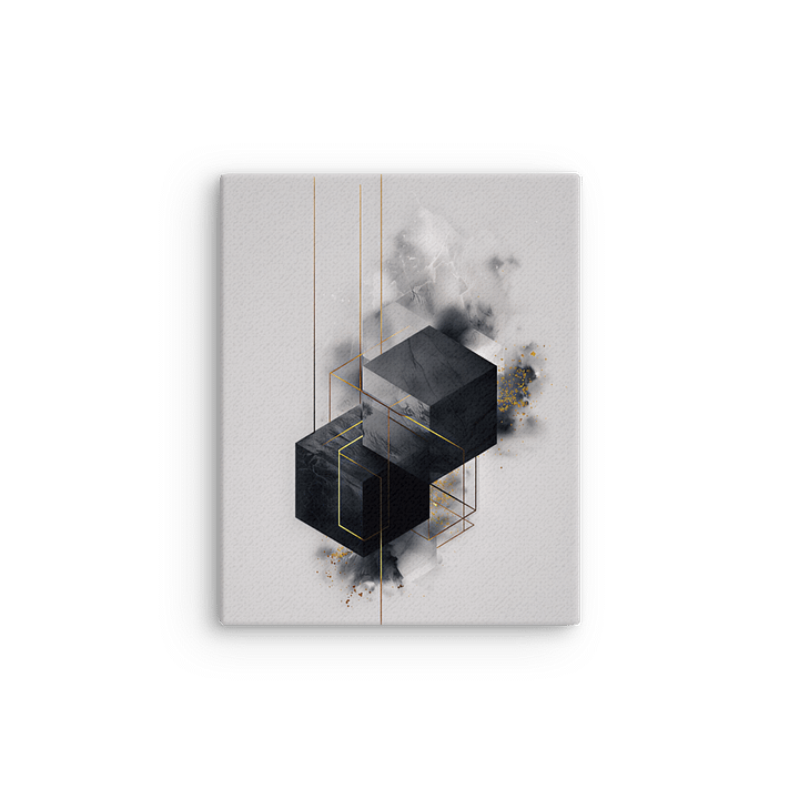 Gravity Lines – 3D Geometric Abstract in Black, White, and Gold Accents product image (12)