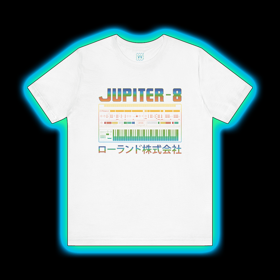 Jupiter 8 T-Shirt - Roland JP-8 Classic Synthesizer) by Vintage Voltage (COLOUR PRINT B) product image (1)
