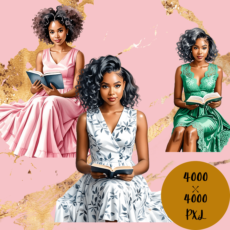 Elegant Book Lovers Ladies Sitting product image (3)