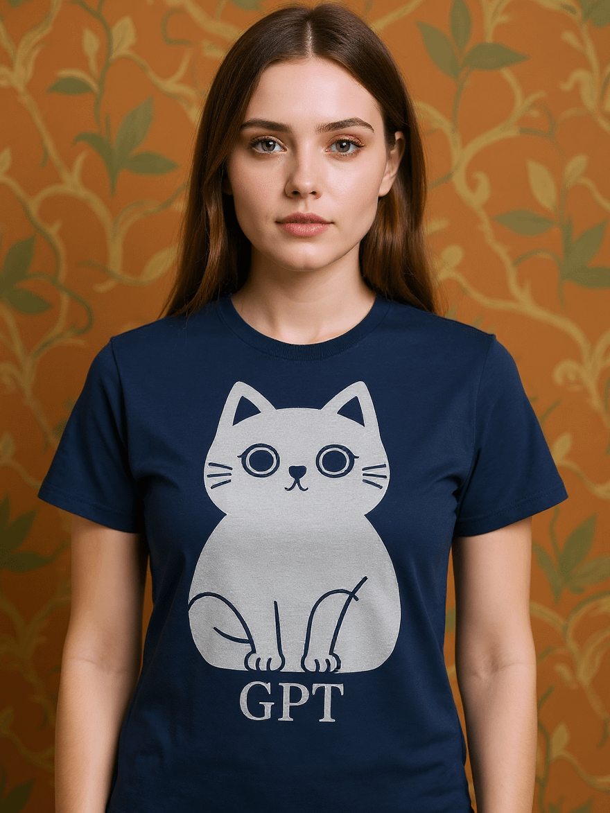 Whiskered Comfort: Cartoon Cat Silhouette T-Shirt product image (1)