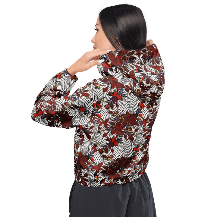 Floral Stripes | Women's Cropped Windbreaker product image (2)