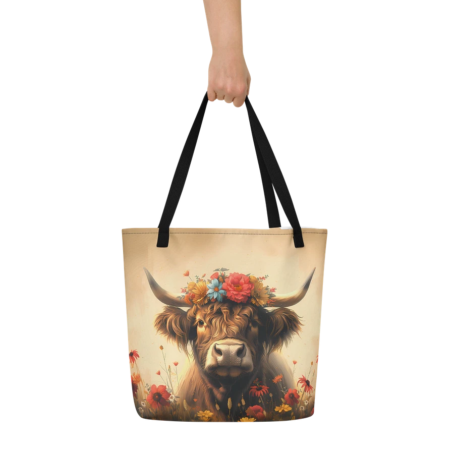Tote Bag: Highland Cow Rustic Vintage Farm Animal Foral Style Design product image (9)