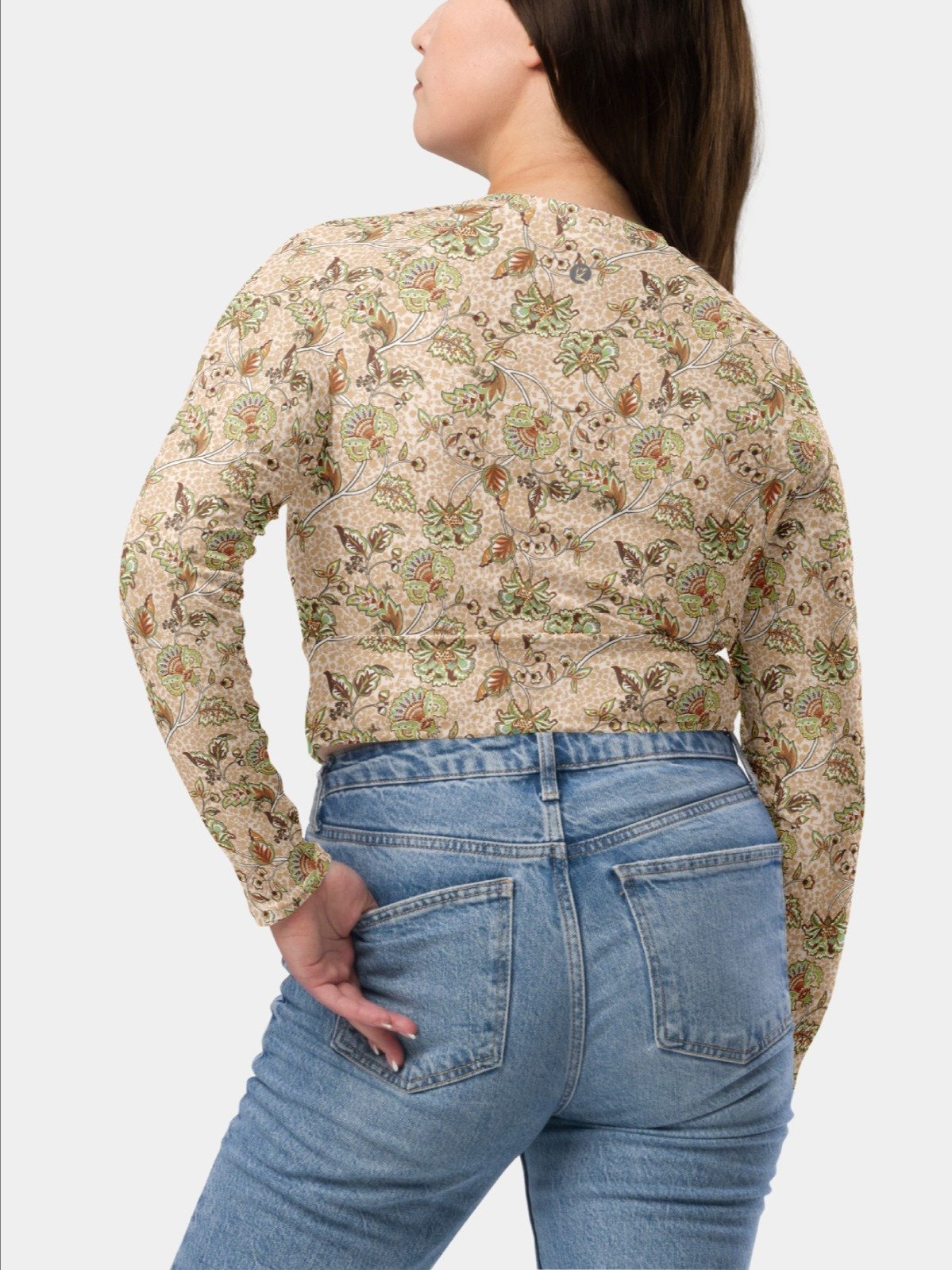 Recycled Crop Top "Elegant Neutral Beige Chintz" product image (3)