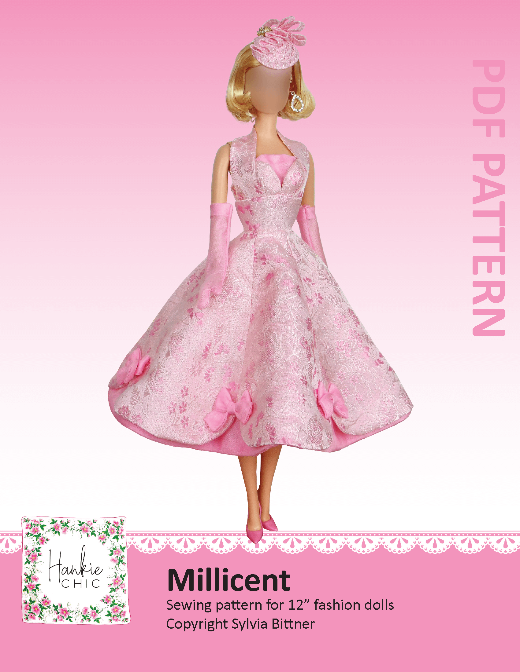 Millicent sewing pattern for 12" fashion dolls product image (1)