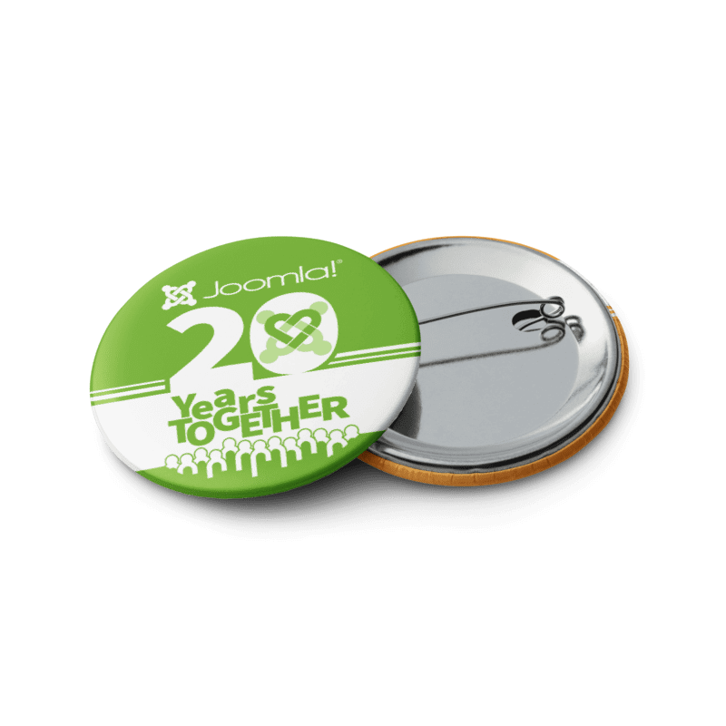 Joomla! 20th Anniversary Edition<br /> — JColours Set of Pin Buttons — <br />2.25″ (56.25 mm) product image (3)