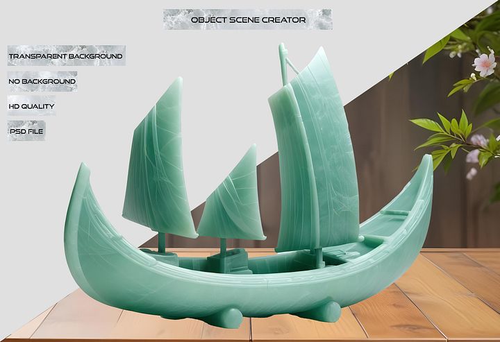 Jade Signature – Elegant Jade Sailboat Sculpture PNG product image (2)