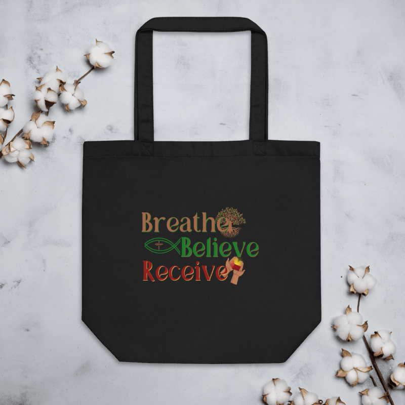 Breathe Believe Receive Econscious Eco-Friendly Tote Bag, Inspirational Motivational, Self-Affirmation, Positive Vibes, Gift Idea product image (8)