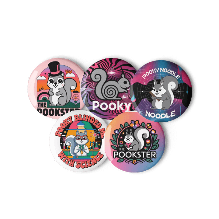 Original Pooky Artwork Buttons: Set of Five -K product image (3)