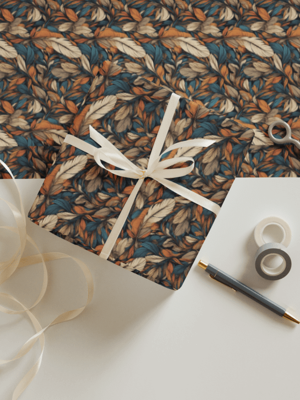 Earthy Leaves and Feathers Wrapping Paper Set product image (2)