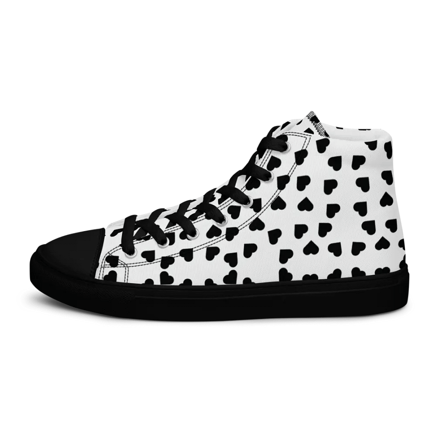 Love Pattern 4 Black and White Ladies High Top Canvas Shoes product image (12)