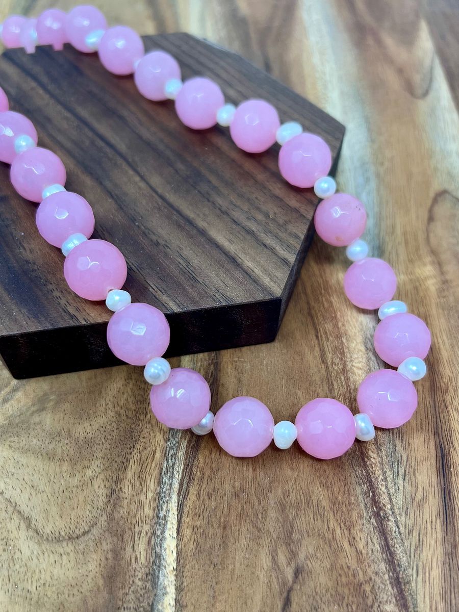 Handmade Necklace (Pink and Pearl) product image (1)